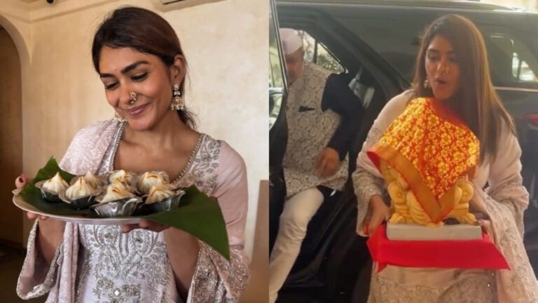 Ganesh Chaturthi 2025: Mrunal Thakur Welcomes Bappa Home, Serves Modaks In Style | Watch | Bollywood News