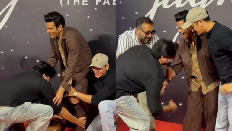Manoj Bajpayee Left Embarrassed After Jaideep, Anurag Touch His Feet On Jugnuma Premiere | Watch | Bollywood News