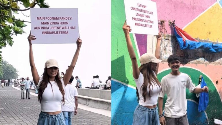 Asia Cup 2025: Poonam Pandey Sparks Buzz With ‘Main Zinda Hoon… India Hi Jeetega’ Placards | WATCH | Bollywood News
