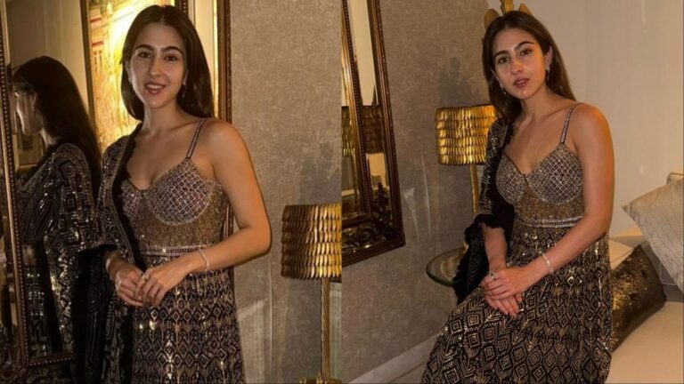 Sara Ali Khan Dazzles In Mirror-Work Magic By Abu Jani Sandeep Khosla For Diwali | Fashion News